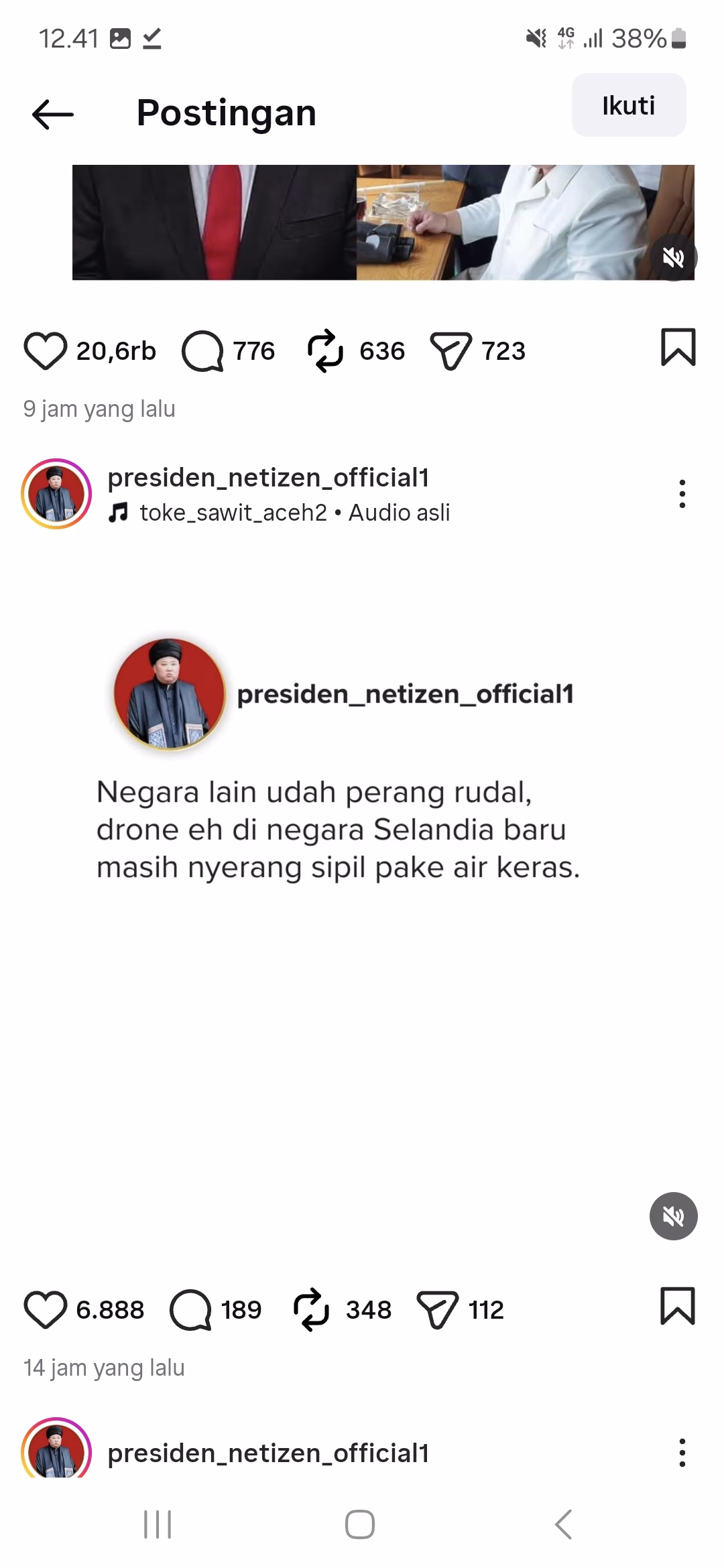 Akun Instagram presiden_netizen_official1 Terus Dihujani Kritik Usai Singgung “Serangan Air Keras”
